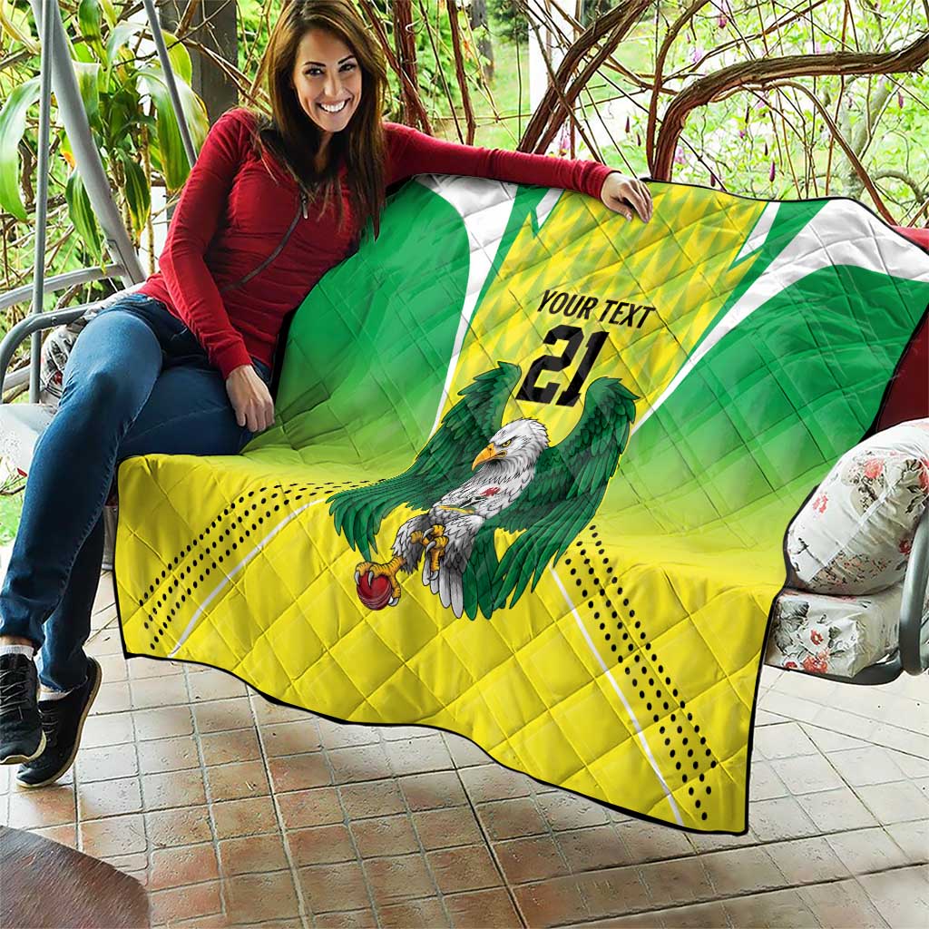 Nigeria Cricket Custom Quilt Najeriya Yellow Greens Eagle - Wonder Print Shop