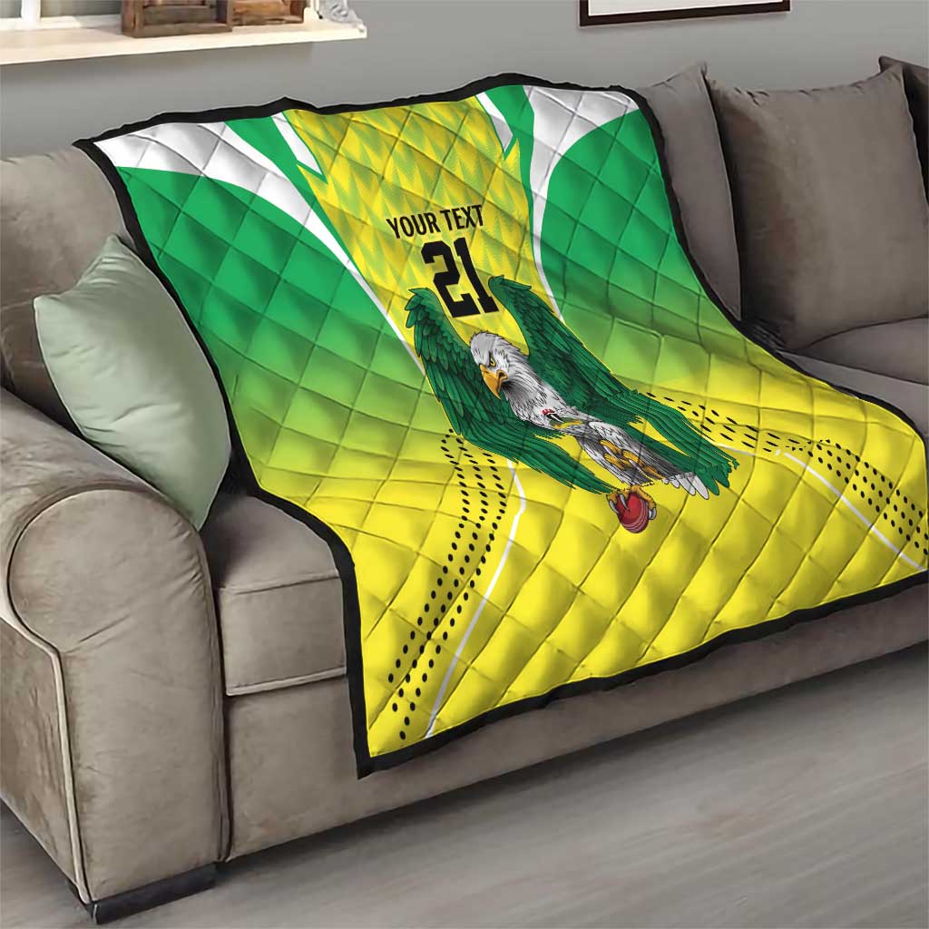 Nigeria Cricket Custom Quilt Najeriya Yellow Greens Eagle - Wonder Print Shop