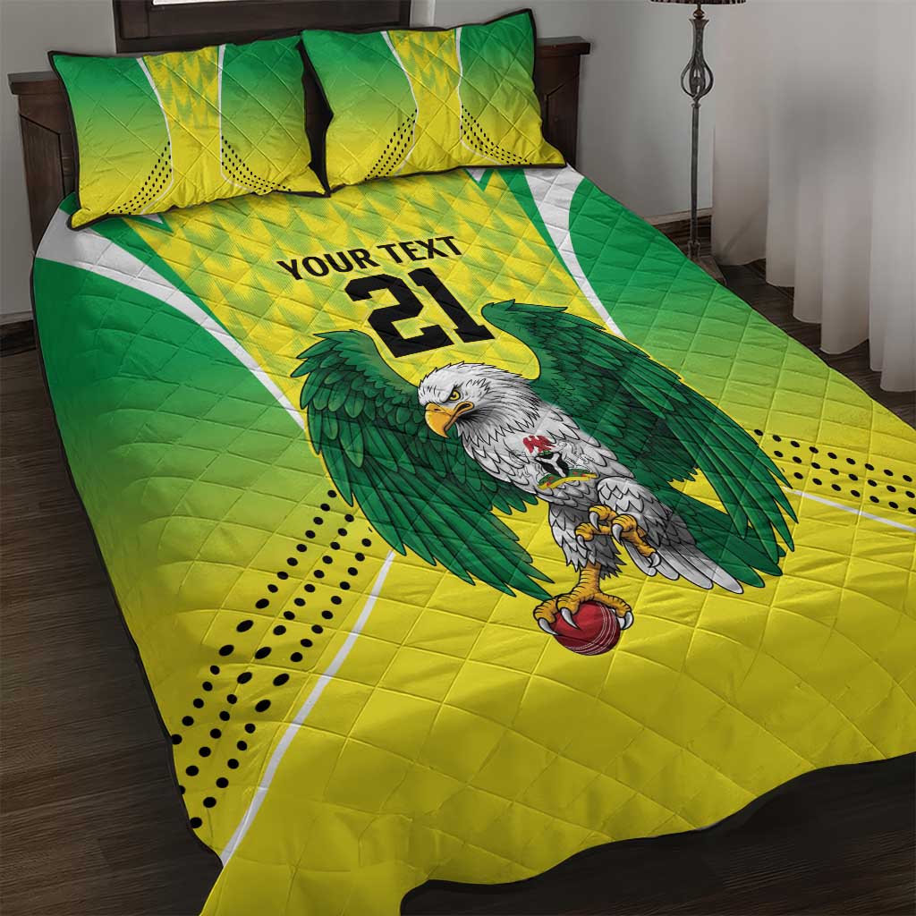 Nigeria Cricket Custom Quilt Bed Set Najeriya Yellow Greens Eagle - Wonder Print Shop