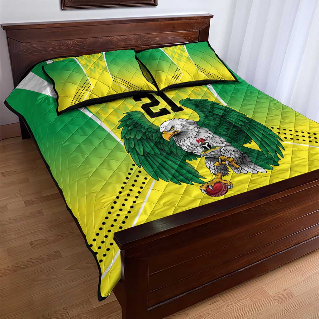 Nigeria Cricket Custom Quilt Bed Set Najeriya Yellow Greens Eagle - Wonder Print Shop