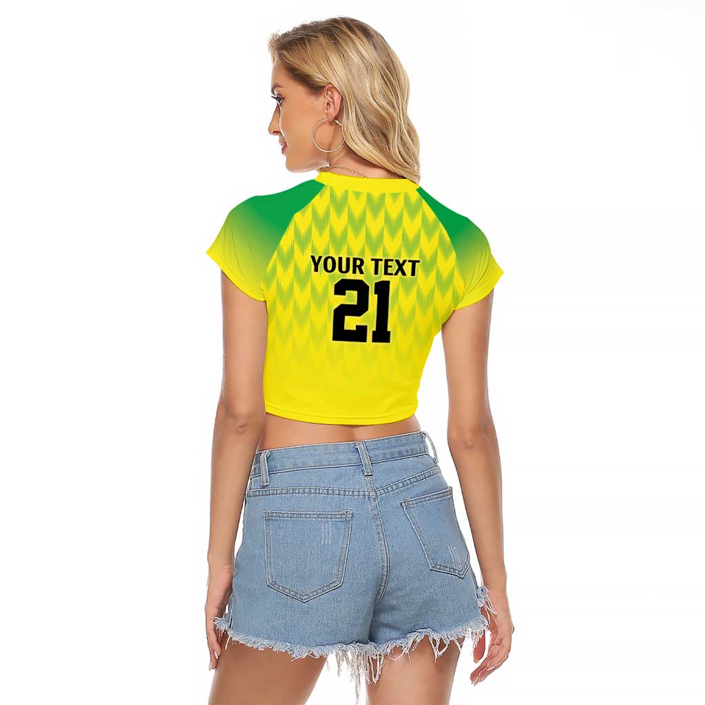 Nigeria Cricket Custom Raglan Cropped T Shirt Najeriya Yellow Greens Eagle - Wonder Print Shop