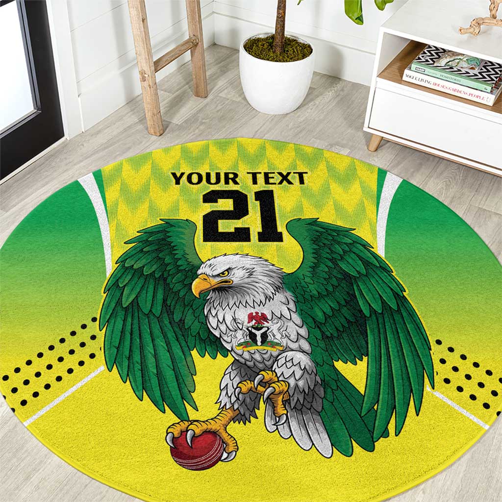 Nigeria Cricket Custom Round Carpet Najeriya Yellow Greens Eagle - Wonder Print Shop