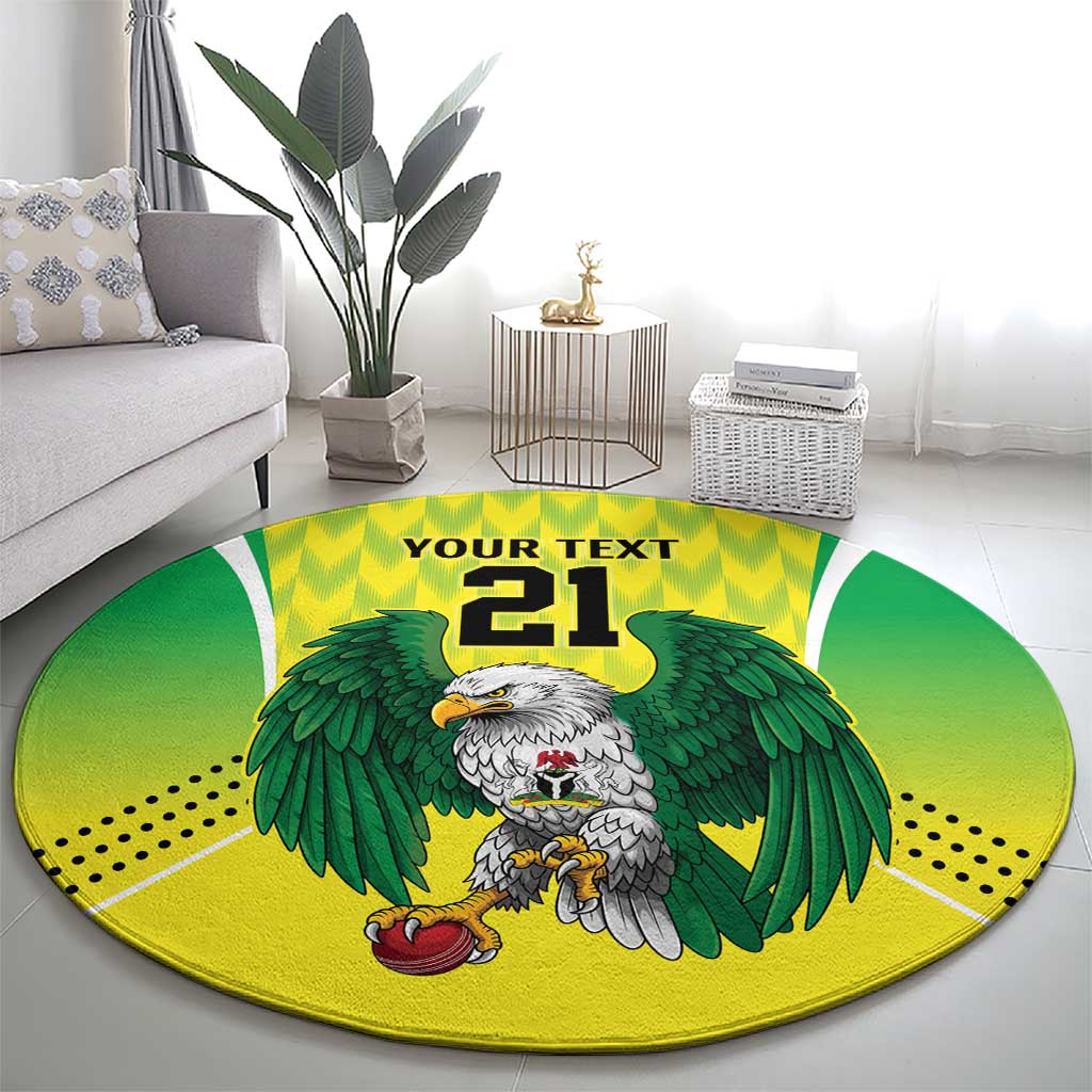 Nigeria Cricket Custom Round Carpet Najeriya Yellow Greens Eagle - Wonder Print Shop