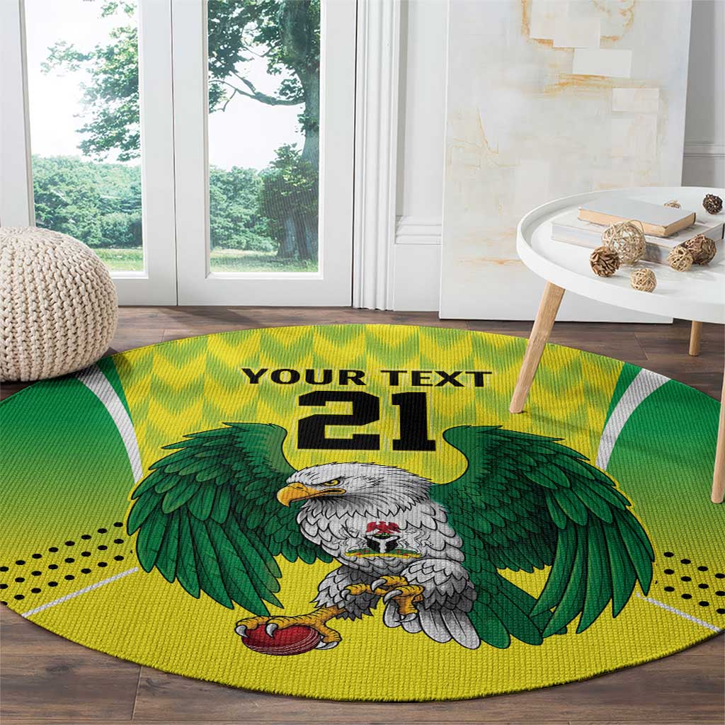 Nigeria Cricket Custom Round Carpet Najeriya Yellow Greens Eagle - Wonder Print Shop