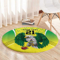 Nigeria Cricket Custom Round Carpet Najeriya Yellow Greens Eagle - Wonder Print Shop