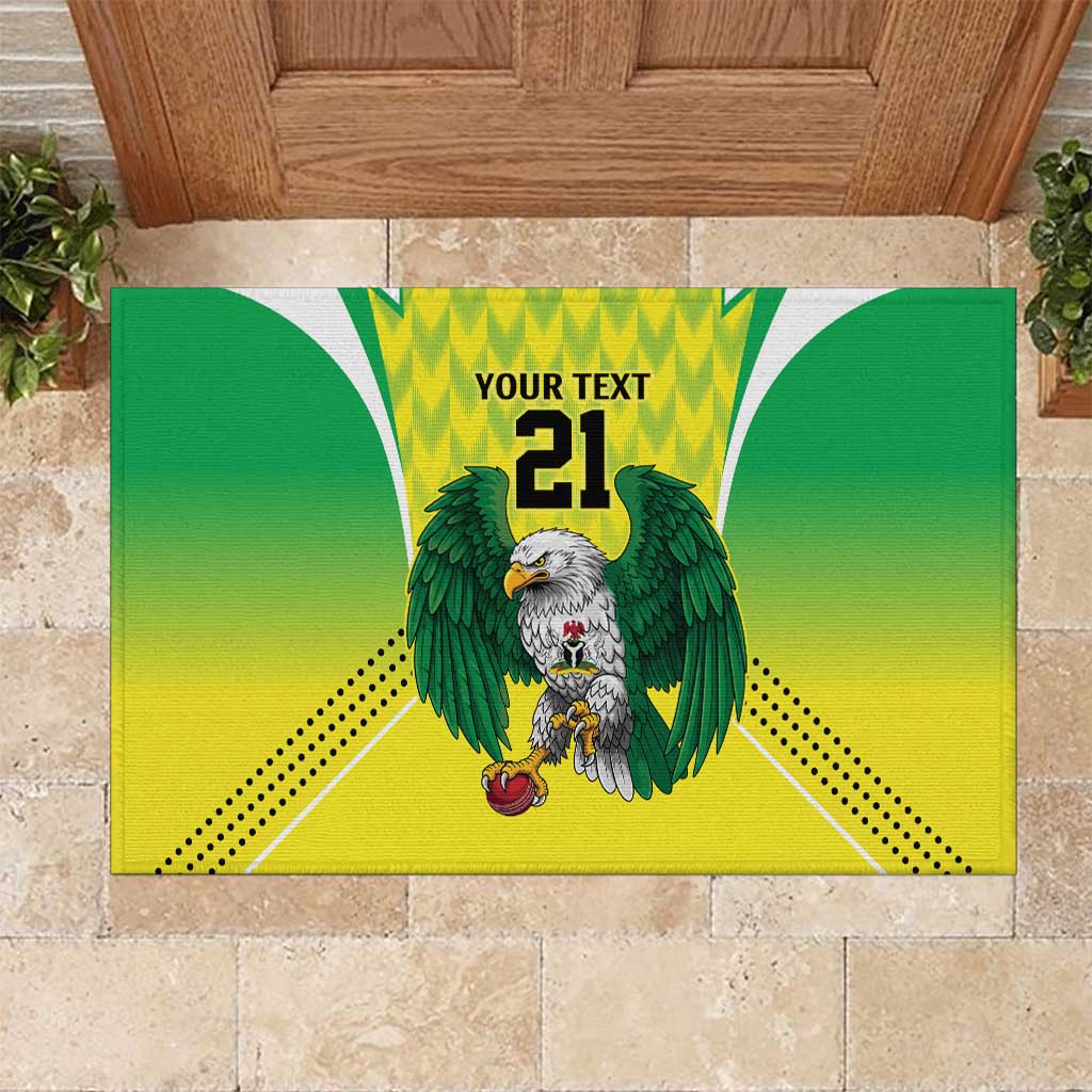 Nigeria Cricket Custom Rubber Doormat Najeriya Yellow Greens Eagle - Wonder Print Shop