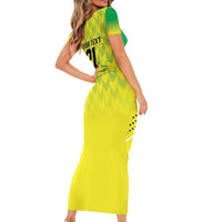 Nigeria Cricket Custom Short Sleeve Bodycon Dress Najeriya Yellow Greens Eagle - Wonder Print Shop