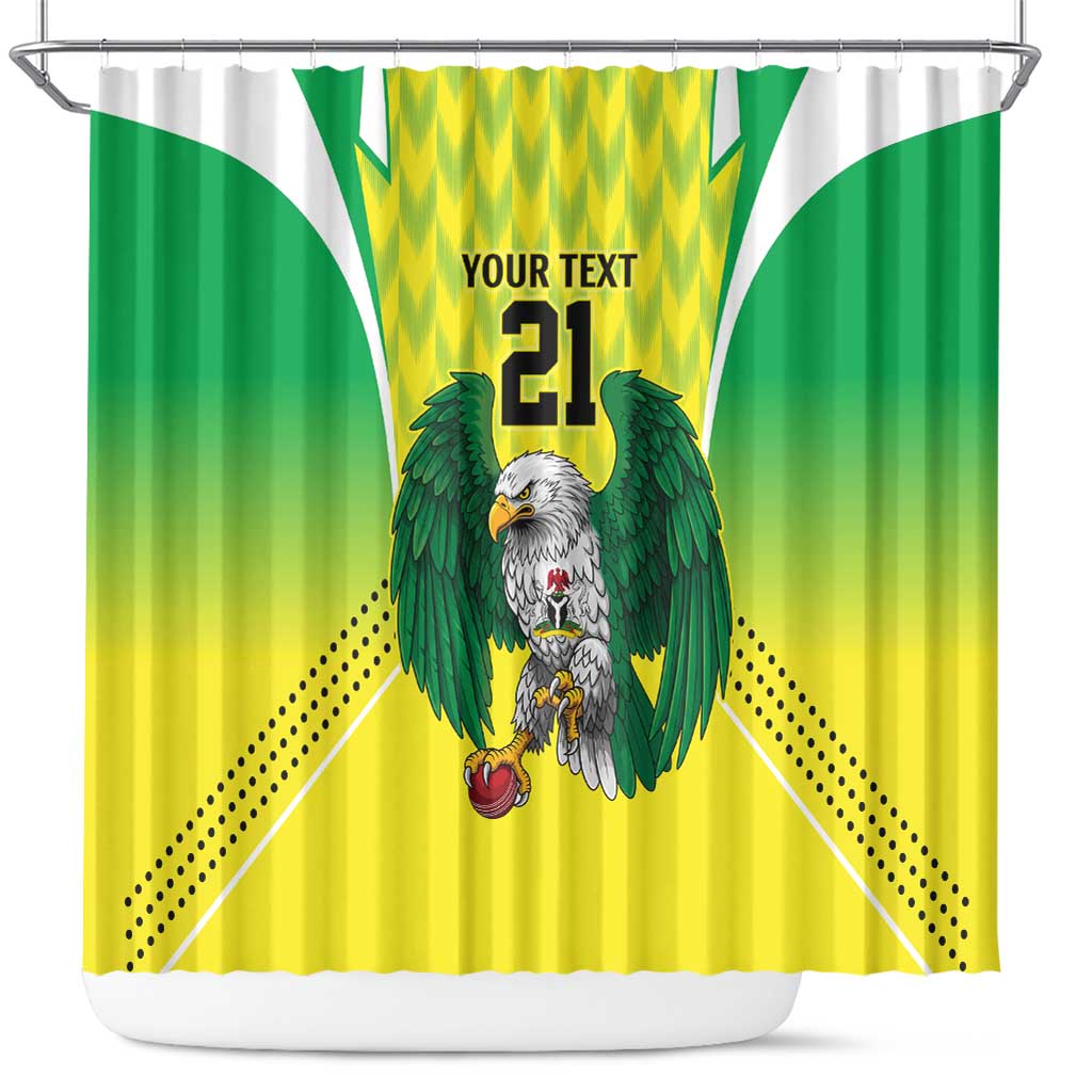 Nigeria Cricket Custom Shower Curtain Najeriya Yellow Greens Eagle - Wonder Print Shop