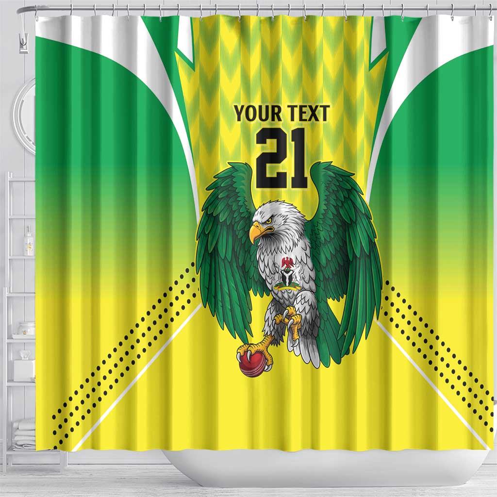 Nigeria Cricket Custom Shower Curtain Najeriya Yellow Greens Eagle - Wonder Print Shop