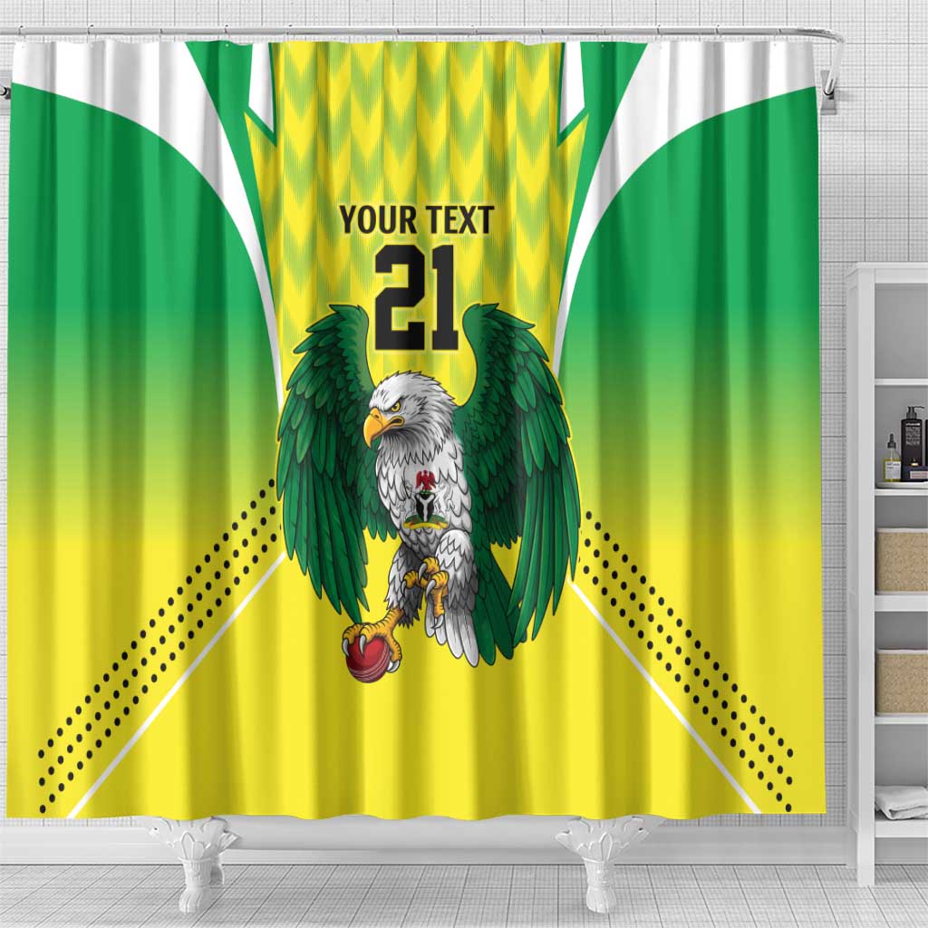 Nigeria Cricket Custom Shower Curtain Najeriya Yellow Greens Eagle - Wonder Print Shop