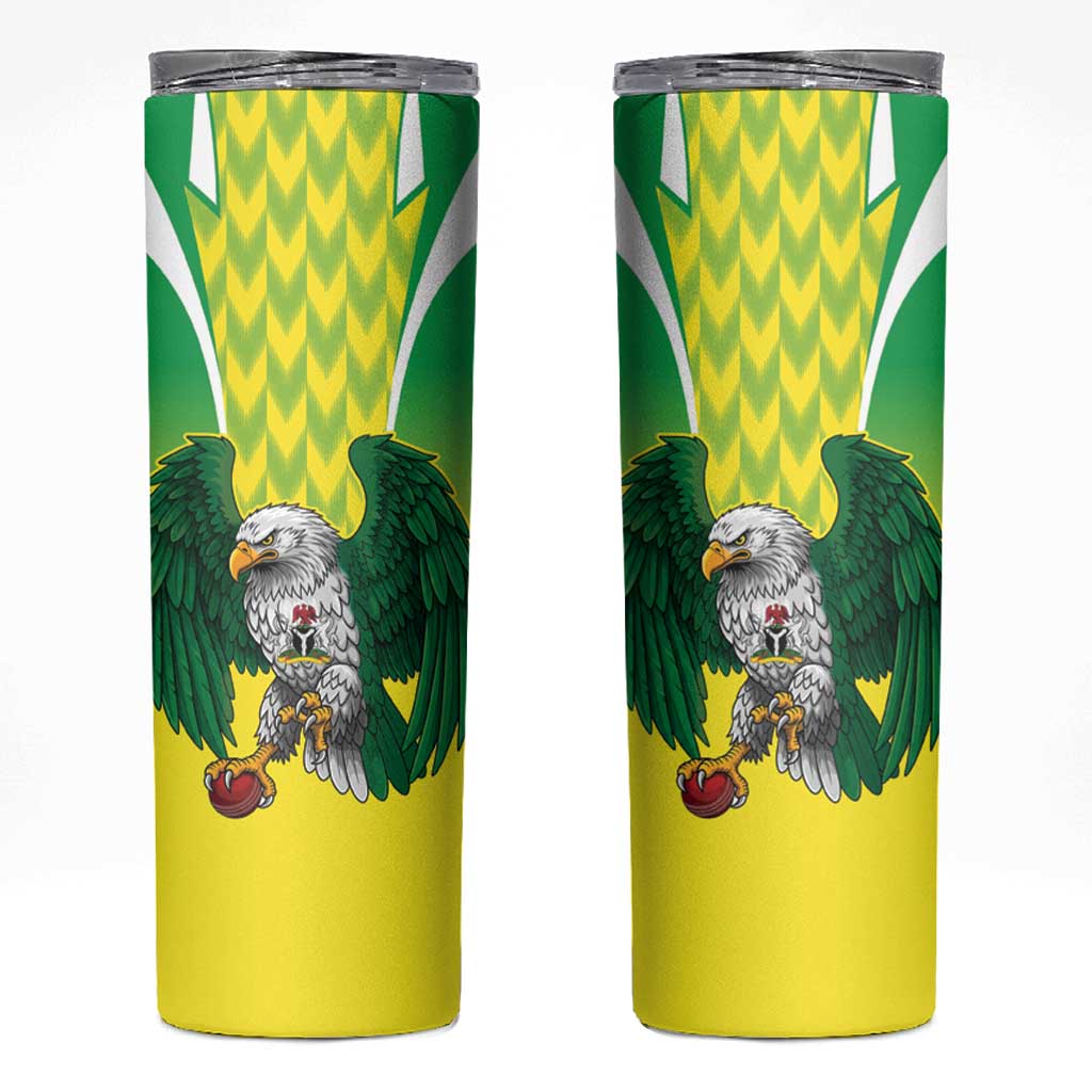 Nigeria Cricket Custom Skinny Tumbler Najeriya Yellow Greens Eagle - Wonder Print Shop