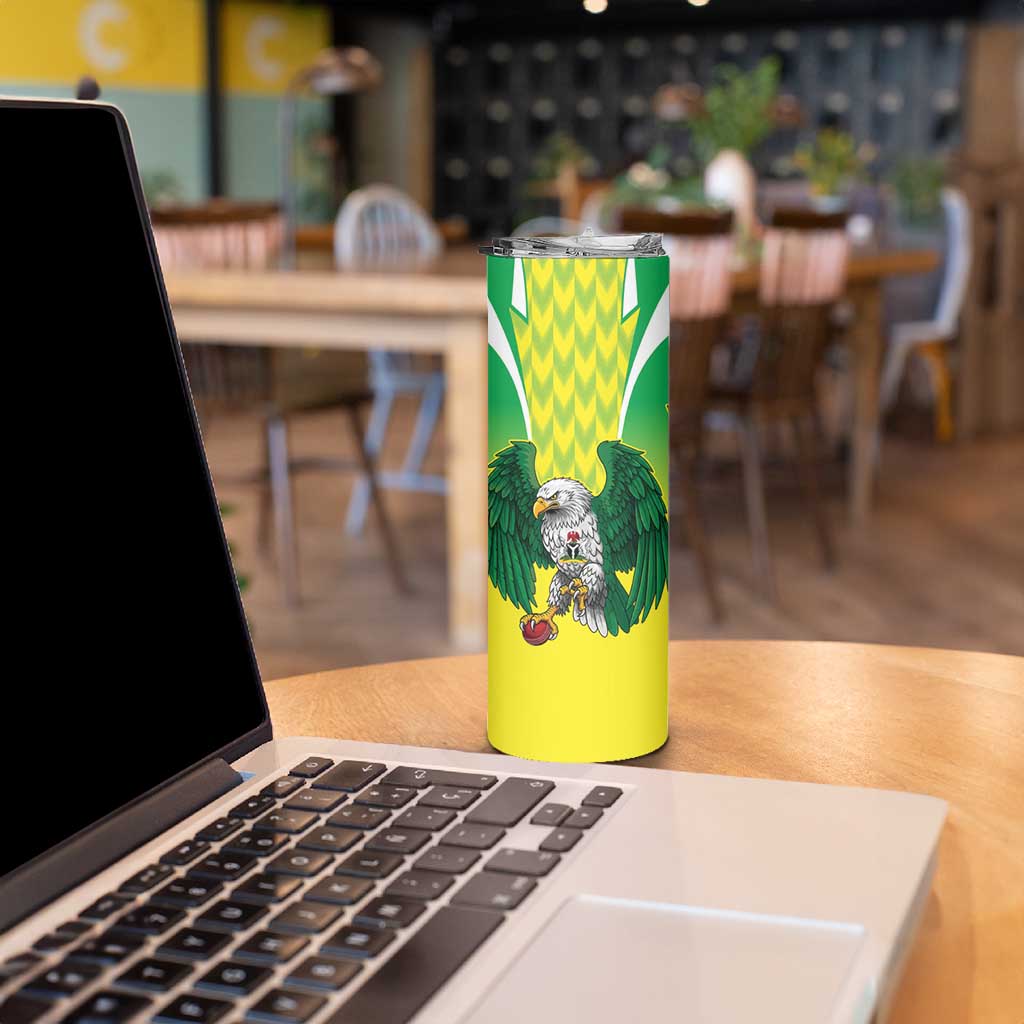 Nigeria Cricket Custom Skinny Tumbler Najeriya Yellow Greens Eagle - Wonder Print Shop