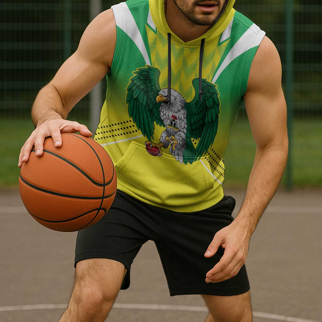 Nigeria Cricket Custom Sleeveless Hoodie Najeriya Yellow Greens Eagle - Wonder Print Shop