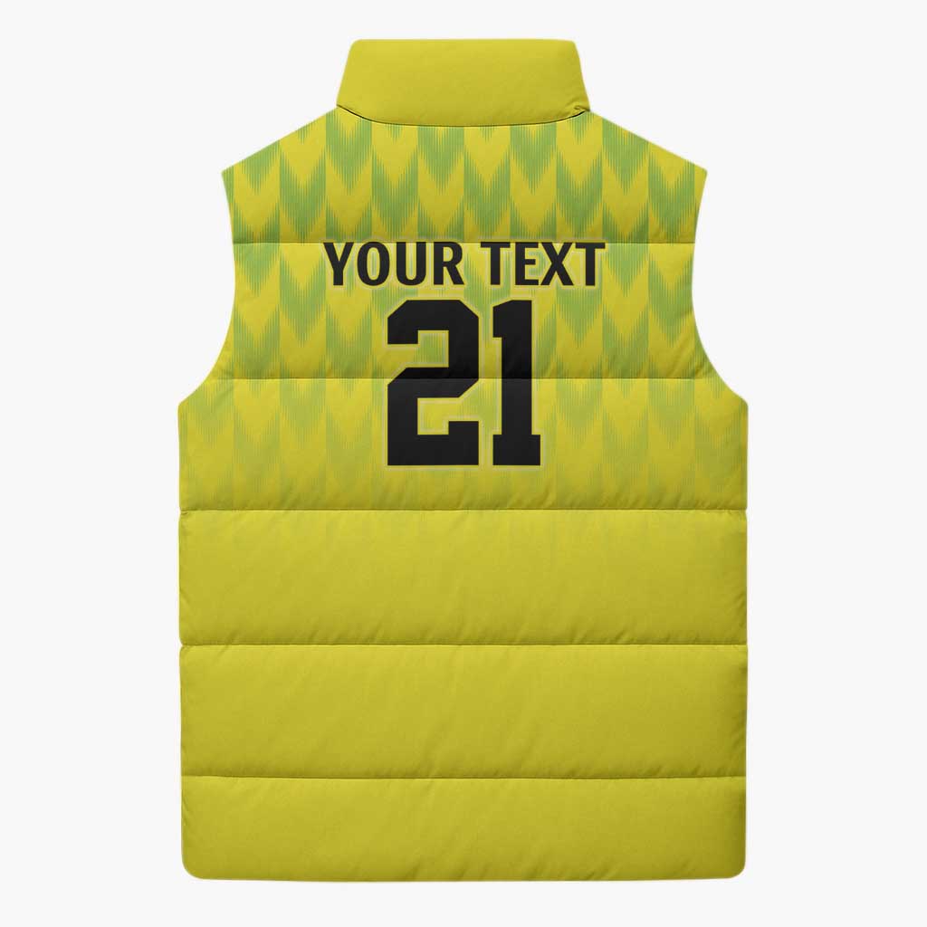Nigeria Cricket Custom Sleeveless Puffer Jacket Najeriya Yellow Greens Eagle - Wonder Print Shop
