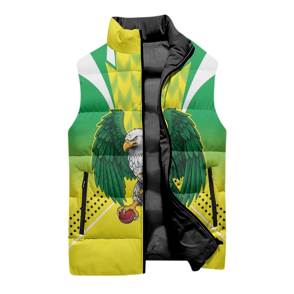 Nigeria Cricket Custom Sleeveless Puffer Jacket Najeriya Yellow Greens Eagle - Wonder Print Shop
