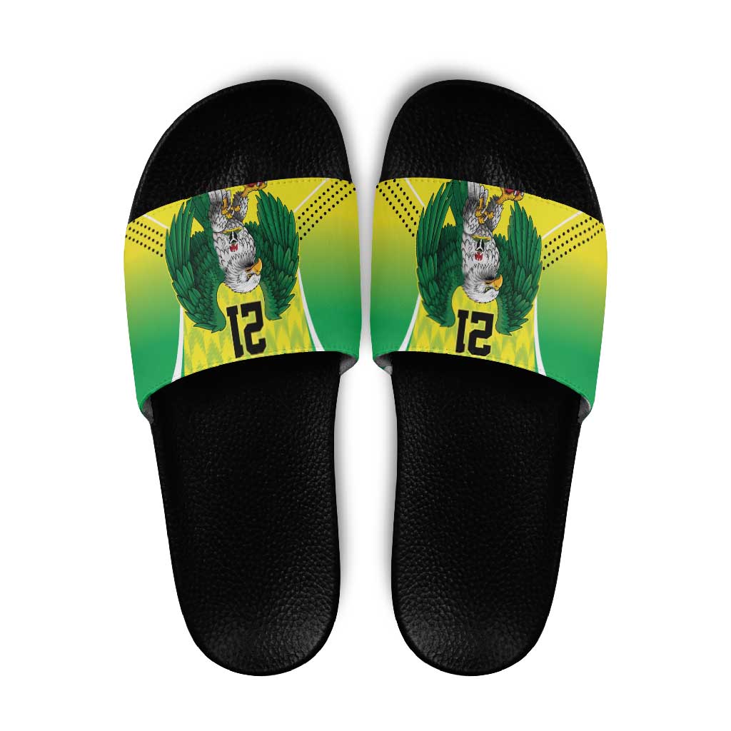 Nigeria Cricket Custom Slide Sandals Najeriya Yellow Greens Eagle - Wonder Print Shop