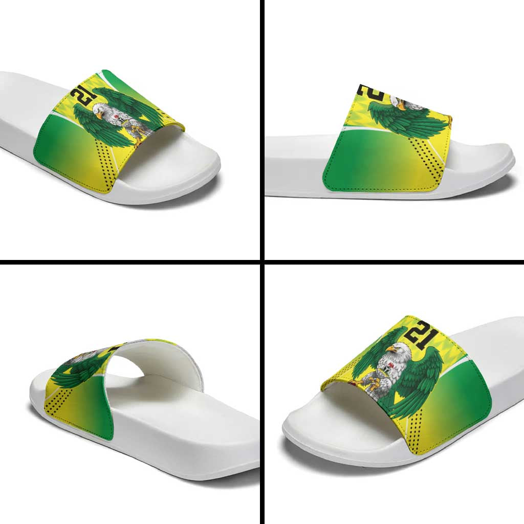 Nigeria Cricket Custom Slide Sandals Najeriya Yellow Greens Eagle - Wonder Print Shop