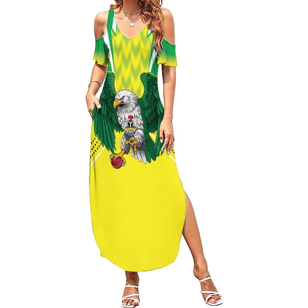 Nigeria Cricket Custom Summer Maxi Dress Najeriya Yellow Greens Eagle - Wonder Print Shop