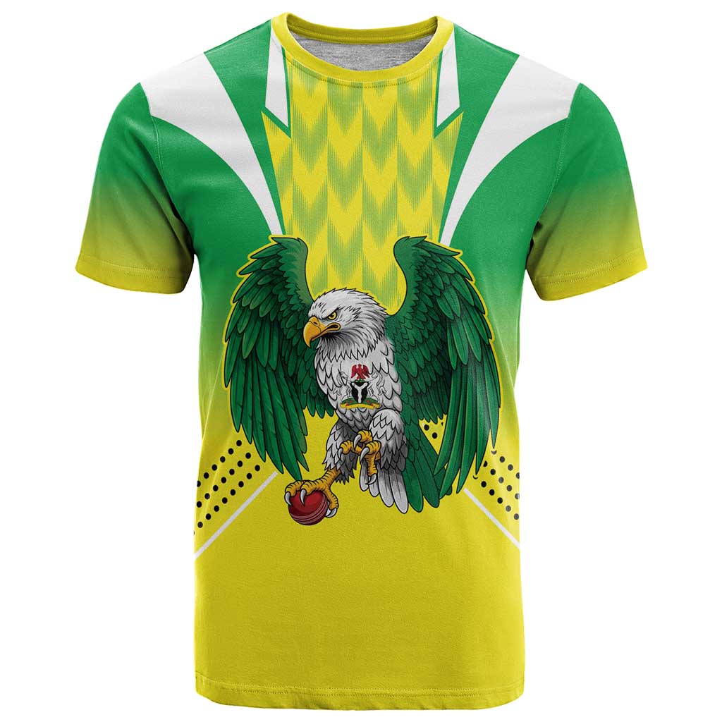 Nigeria Cricket Custom T Shirt Najeriya Yellow Greens Eagle - Wonder Print Shop