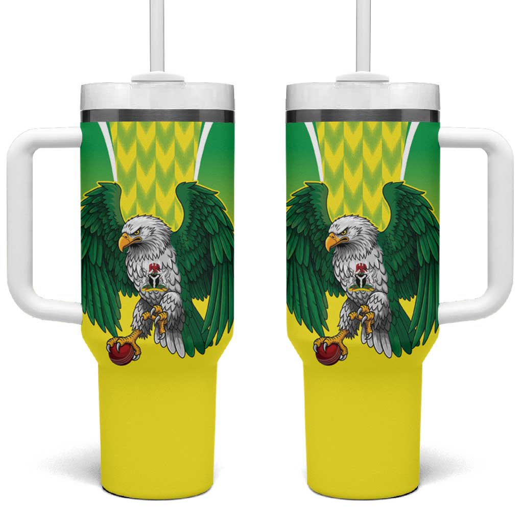 Nigeria Cricket Custom Tumbler With Handle Najeriya Yellow Greens Eagle - Wonder Print Shop