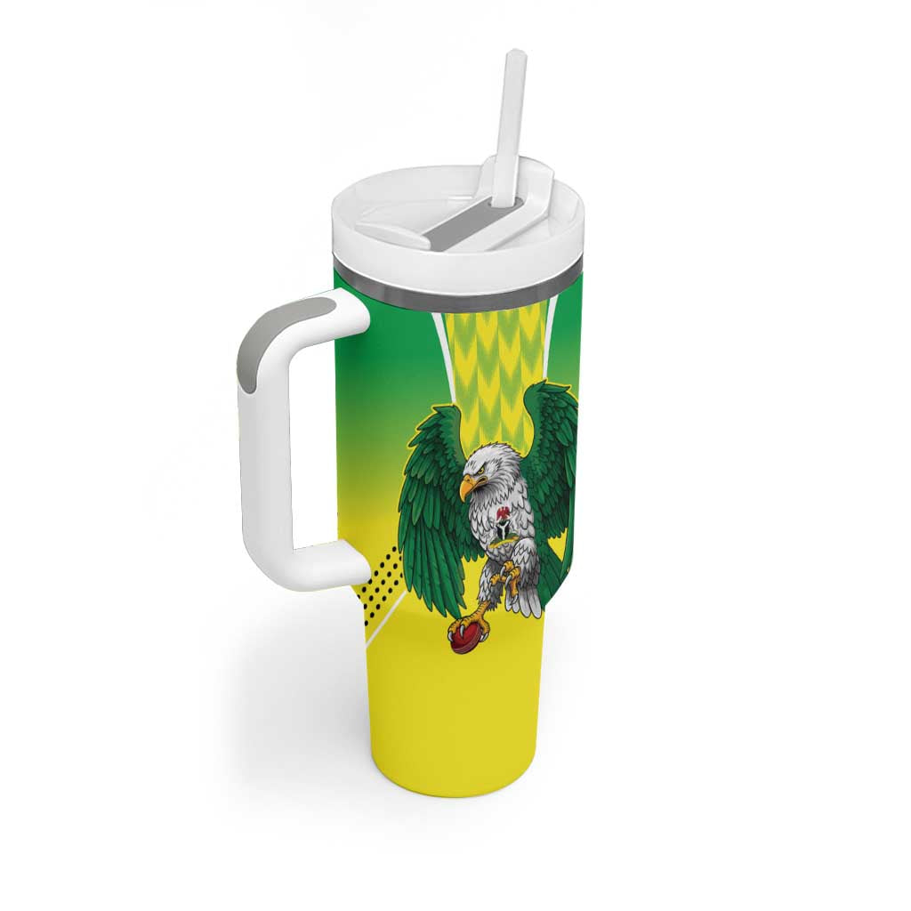 Nigeria Cricket Custom Tumbler With Handle Najeriya Yellow Greens Eagle - Wonder Print Shop