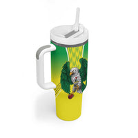 Nigeria Cricket Custom Tumbler With Handle Najeriya Yellow Greens Eagle - Wonder Print Shop