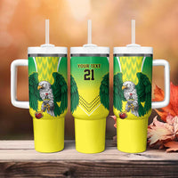 Nigeria Cricket Custom Tumbler With Handle Najeriya Yellow Greens Eagle - Wonder Print Shop