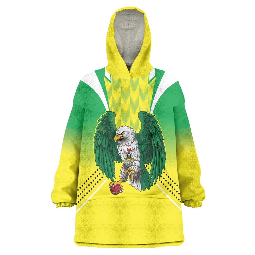 Nigeria Cricket Custom Wearable Blanket Hoodie Najeriya Yellow Greens Eagle - Wonder Print Shop