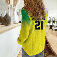 Nigeria Cricket Custom Women Casual Shirt Najeriya Yellow Greens Eagle - Wonder Print Shop