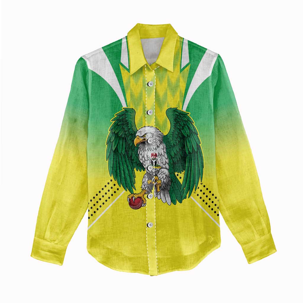 Nigeria Cricket Custom Women Casual Shirt Najeriya Yellow Greens Eagle - Wonder Print Shop