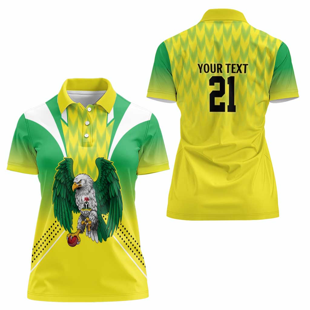 Nigeria Cricket Custom Women Polo Shirt Najeriya Yellow Greens Eagle - Wonder Print Shop