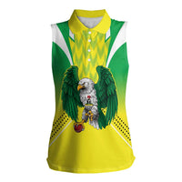 Nigeria Cricket Custom Women Sleeveless Polo Shirt Najeriya Yellow Greens Eagle - Wonder Print Shop