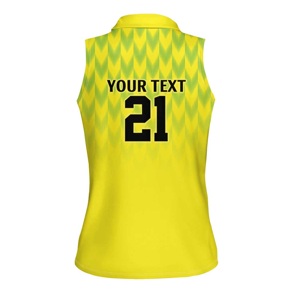 Nigeria Cricket Custom Women Sleeveless Polo Shirt Najeriya Yellow Greens Eagle - Wonder Print Shop