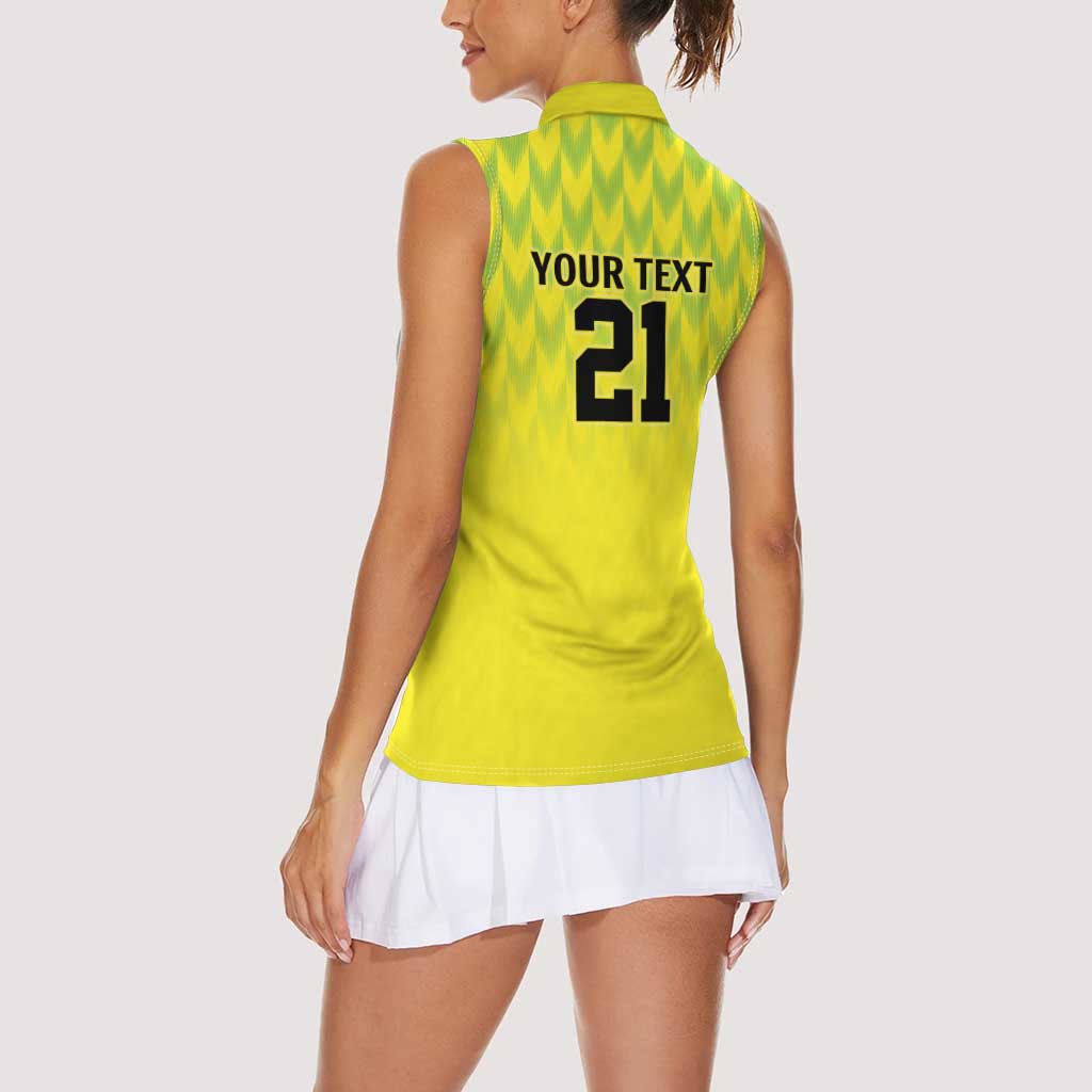 Nigeria Cricket Custom Women Sleeveless Polo Shirt Najeriya Yellow Greens Eagle - Wonder Print Shop