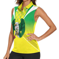 Nigeria Cricket Custom Women Sleeveless Polo Shirt Najeriya Yellow Greens Eagle - Wonder Print Shop
