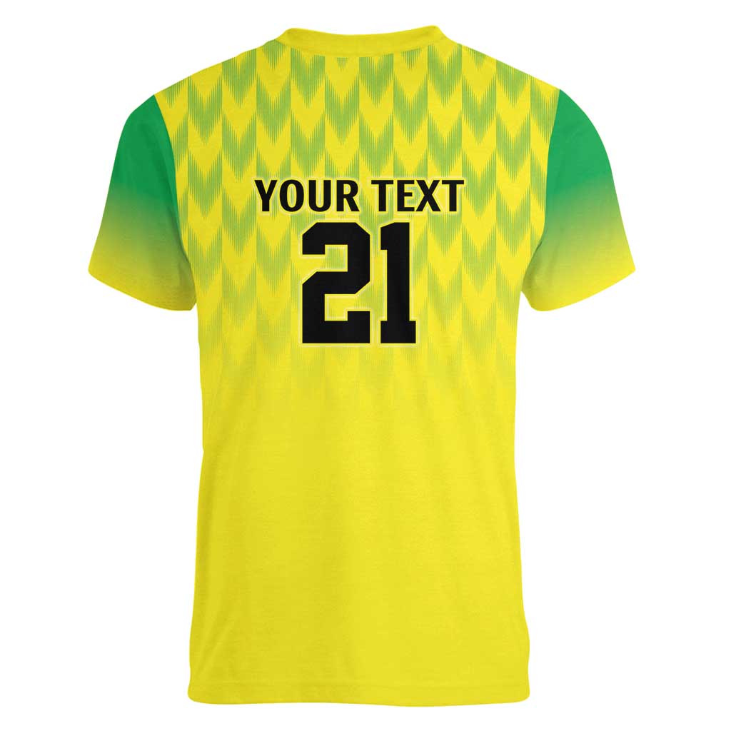 Nigeria Cricket Custom Women V-Neck T-Shirt Najeriya Yellow Greens Eagle - Wonder Print Shop