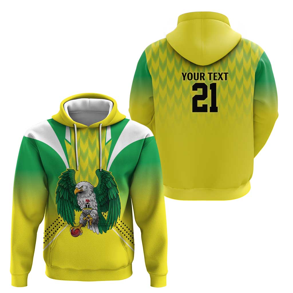 Nigeria Cricket Custom Zip Hoodie Najeriya Yellow Greens Eagle - Wonder Print Shop