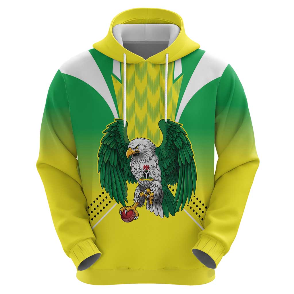 Nigeria Cricket Custom Zip Hoodie Najeriya Yellow Greens Eagle - Wonder Print Shop