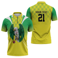 Nigeria Cricket Custom Zipper Polo Shirt Najeriya Yellow Greens Eagle - Wonder Print Shop