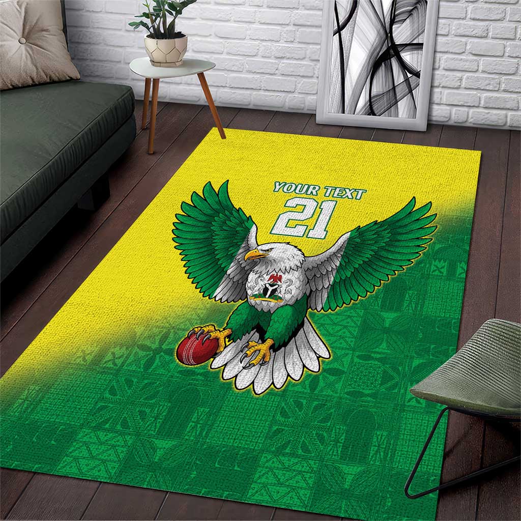 Nigeria Cricket Custom Area Rug Najeriya Angry Eagle Flag Motif - Wonder Print Shop