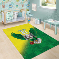 Nigeria Cricket Custom Area Rug Najeriya Angry Eagle Flag Motif - Wonder Print Shop