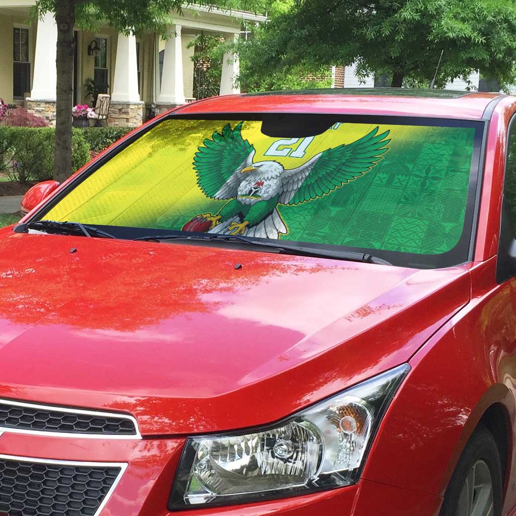 Nigeria Cricket Custom Auto Sun Shade Najeriya Angry Eagle Flag Motif - Wonder Print Shop