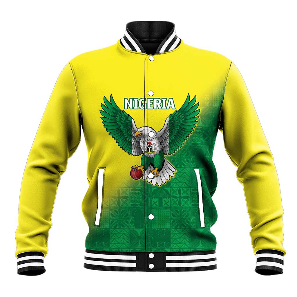 Nigeria Cricket Custom Baseball Jacket Najeriya Angry Eagle Flag Motif - Wonder Print Shop