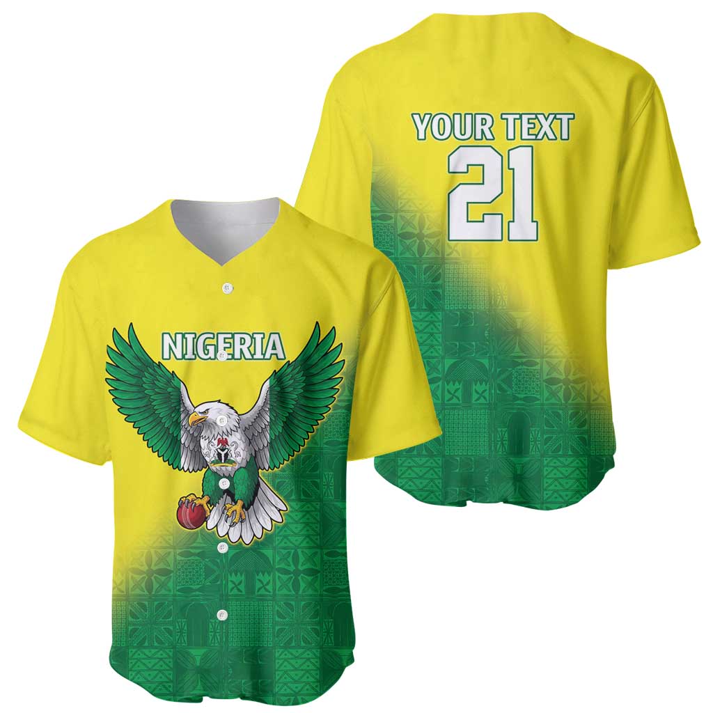 Nigeria Cricket Custom Baseball Jersey Najeriya Angry Eagle Flag Motif - Wonder Print Shop