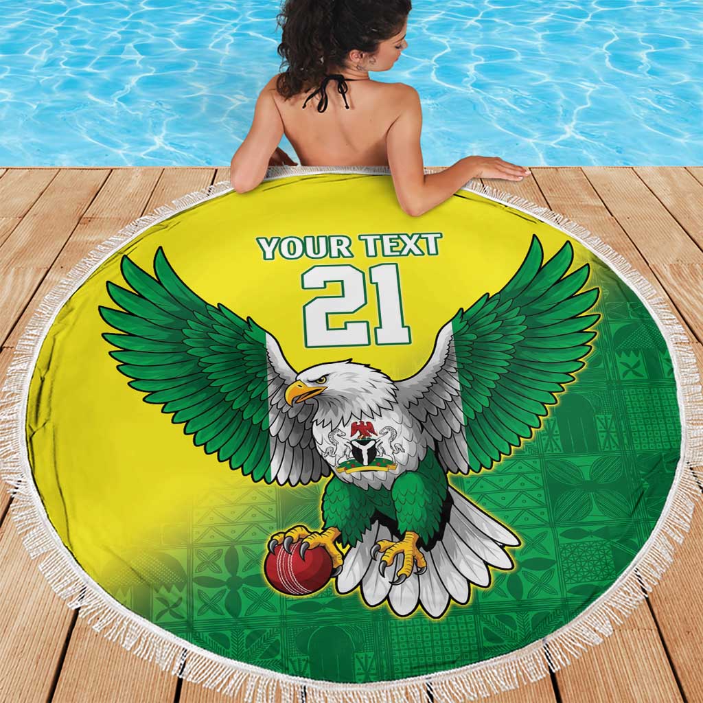 Nigeria Cricket Custom Beach Blanket Najeriya Angry Eagle Flag Motif - Wonder Print Shop