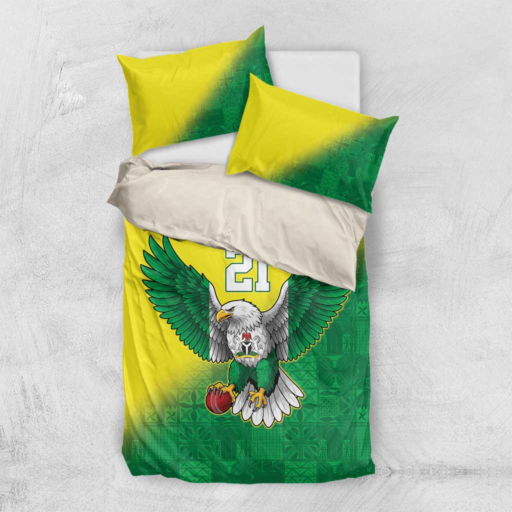 Nigeria Cricket Custom Bedding Set Najeriya Angry Eagle Flag Motif - Wonder Print Shop