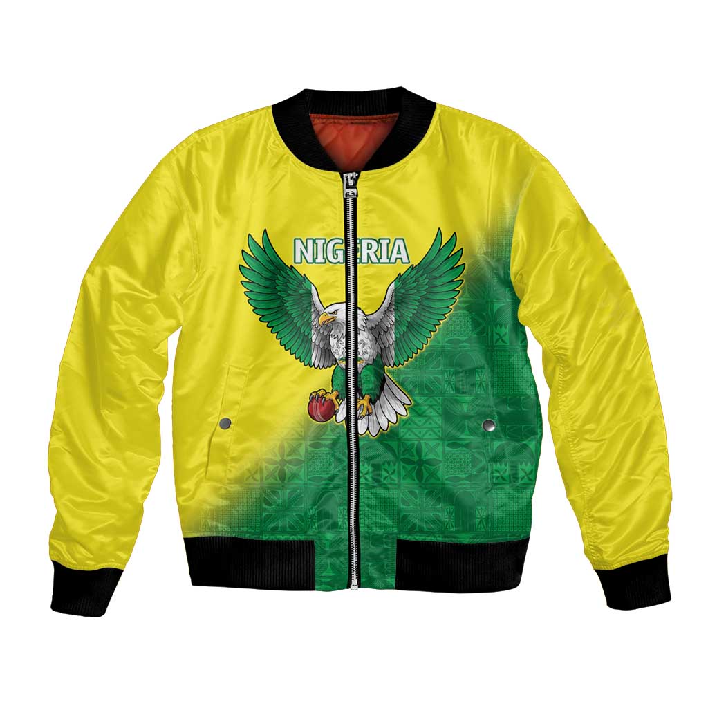 Nigeria Cricket Custom Bomber Jacket Najeriya Angry Eagle Flag Motif - Wonder Print Shop