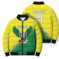 Nigeria Cricket Custom Bomber Puffer Jacket Najeriya Angry Eagle Flag Motif - Wonder Print Shop