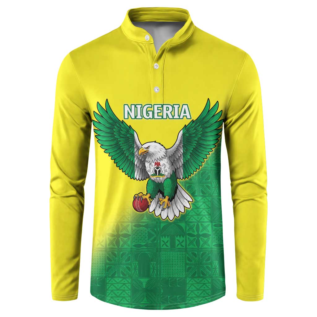 Nigeria Cricket Custom Button Sweatshirt Najeriya Angry Eagle Flag Motif - Wonder Print Shop