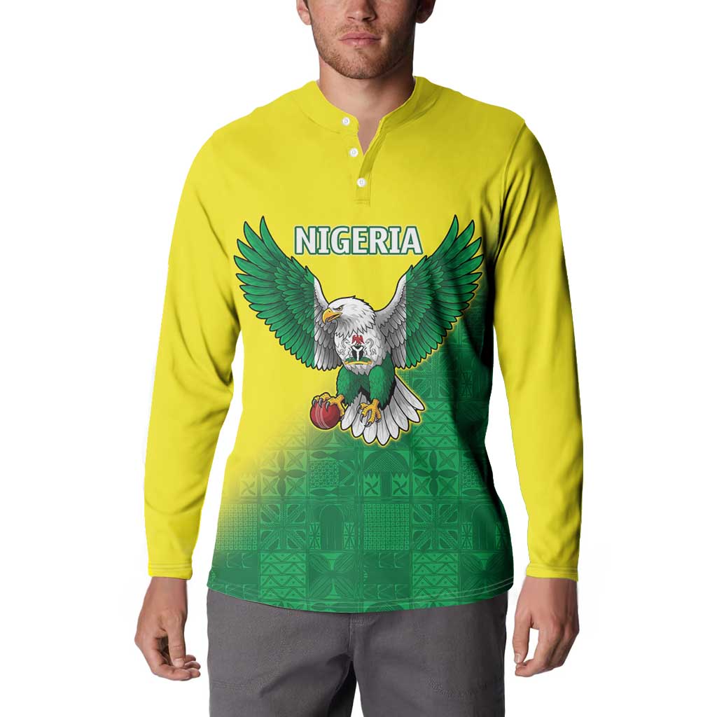 Nigeria Cricket Custom Button Sweatshirt Najeriya Angry Eagle Flag Motif - Wonder Print Shop